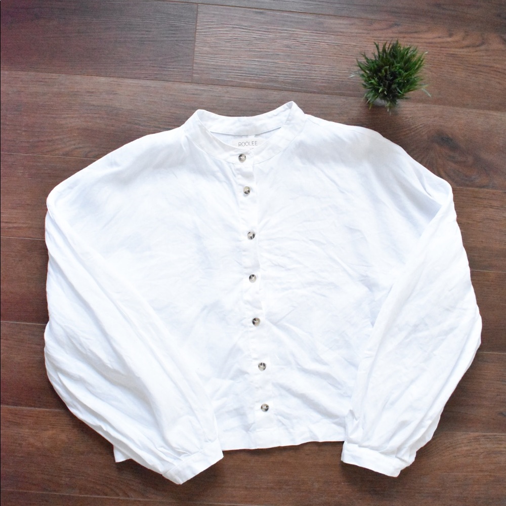Roolee Arlo Button Up Blouse White Button Blouse